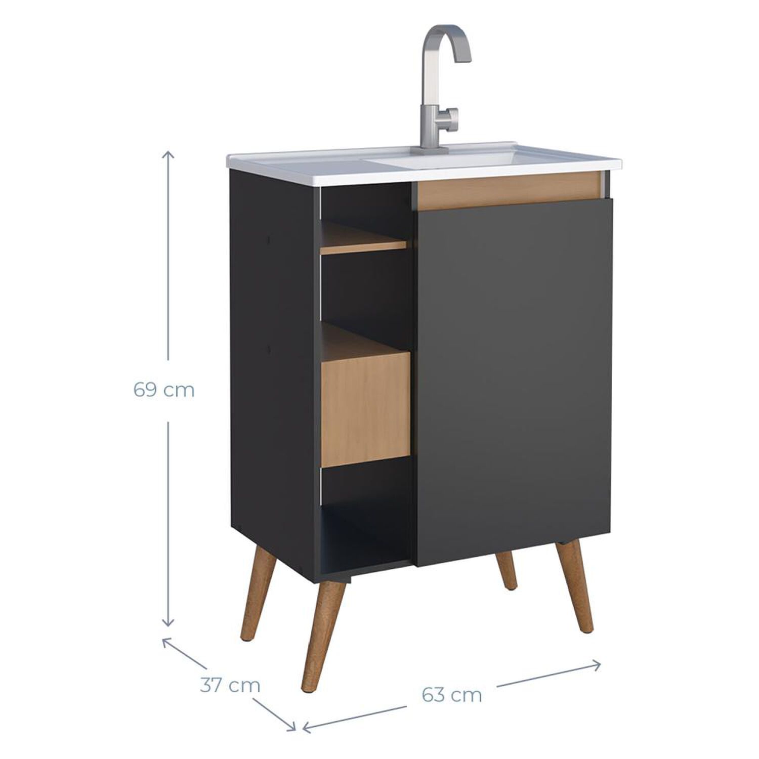 Vanitorio Vekkahome L&oacute;tus 60 Dark / 1 Puerta image number 1.0
