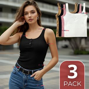 Pack 3 Camisetas Poleras 100% Algod&oacute;n B&aacute;sicas Lisa Mujer Colores Surtidos