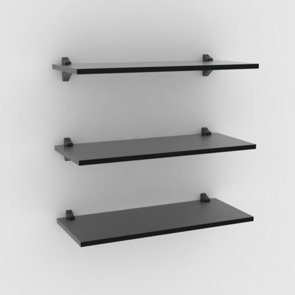 Set 1 Repisa + 2 Soportes Mdp Negro 60x25cm Brasforma image number 2.0