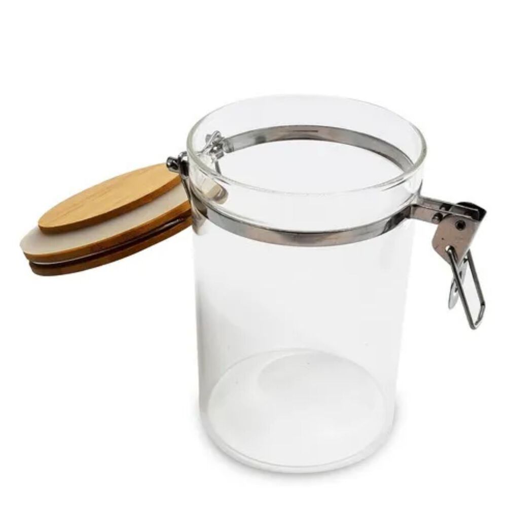 Frasco Tarro Hermetico De Vidrio 350ml Con Tapa De Bambu image number 1.0