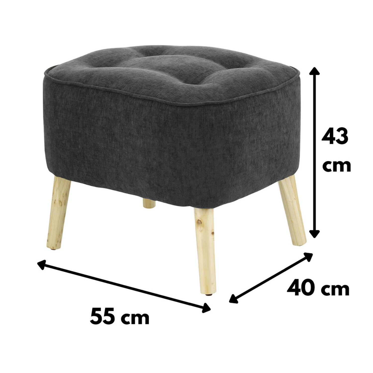 Pouf M&aacute;xima Gris Oscuro Altea 55x45x45 Cm image number 4.0