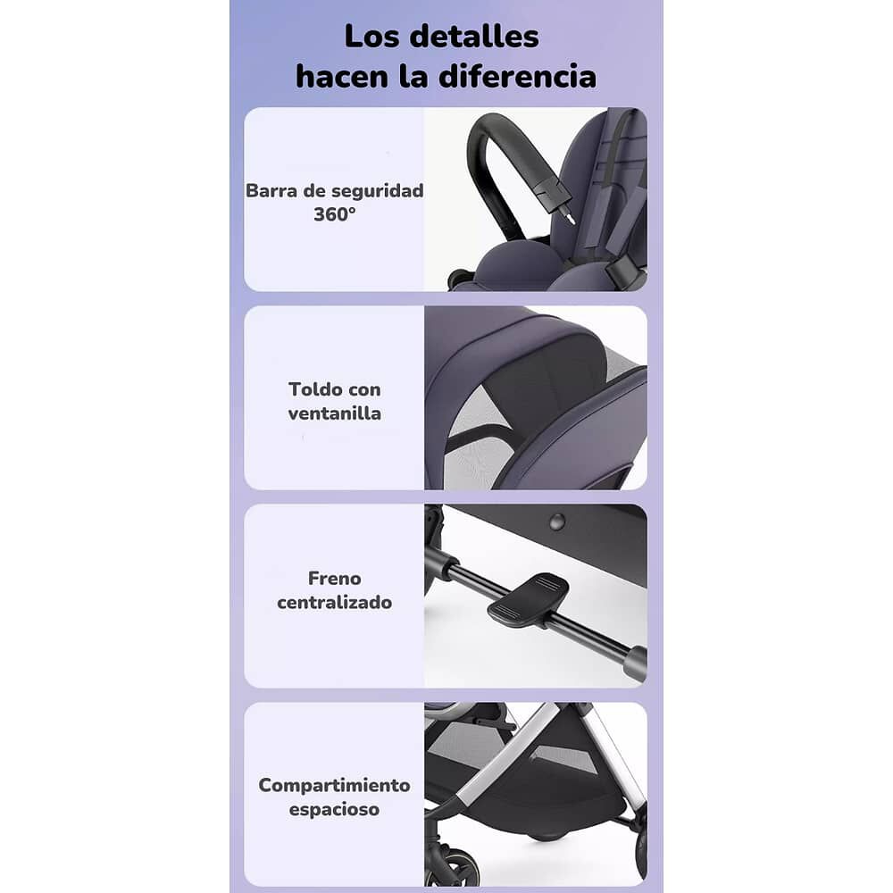 Coche De Paseo De Aluminio 2 Modos Emu Azul Lubabycas image number 7.0