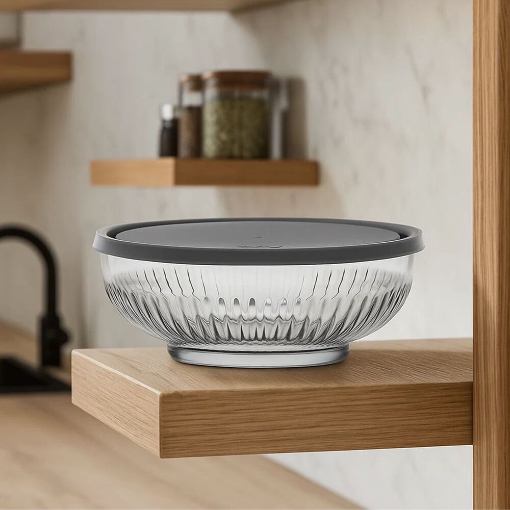 Set 3 Bowls Tazon 500ml Ensaladera De Vidrio Con Tapa Gris image number 2.0