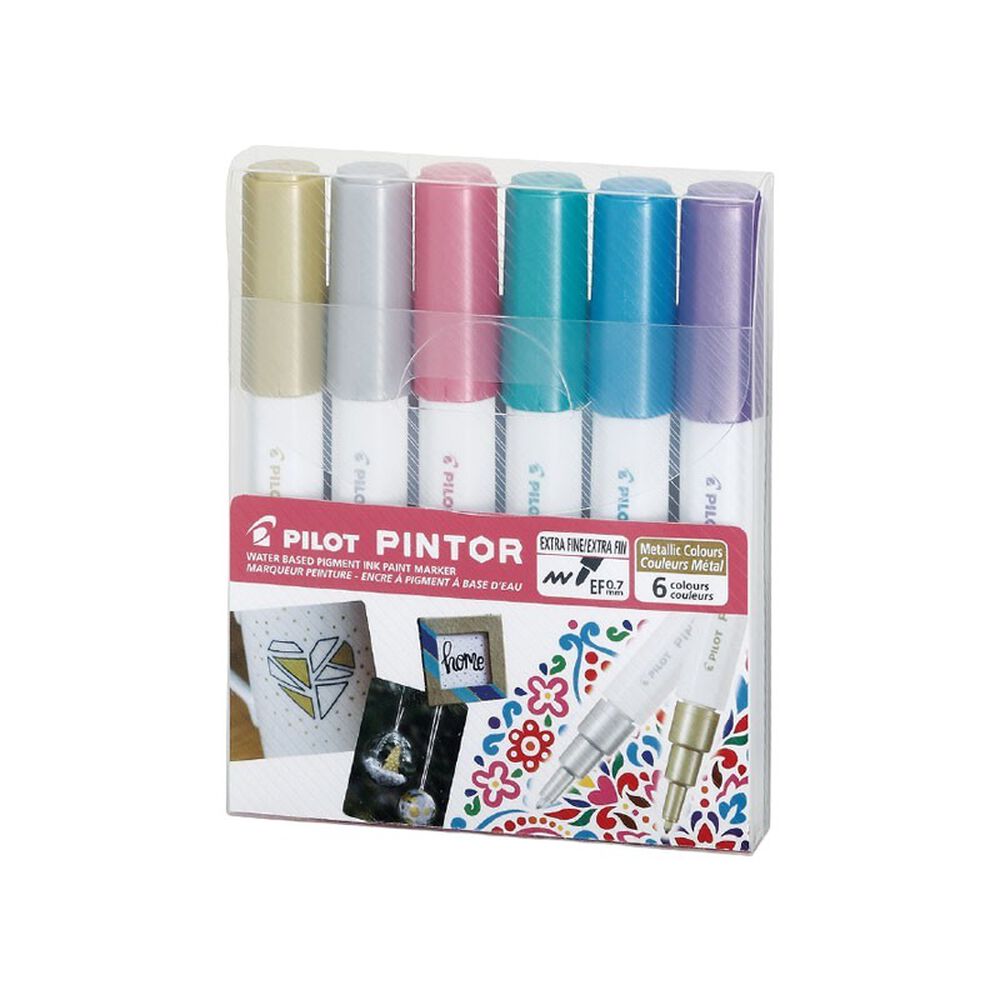 Set 6 Marcadores Pintor Punta Fina Colores Metálicos image number 4.0