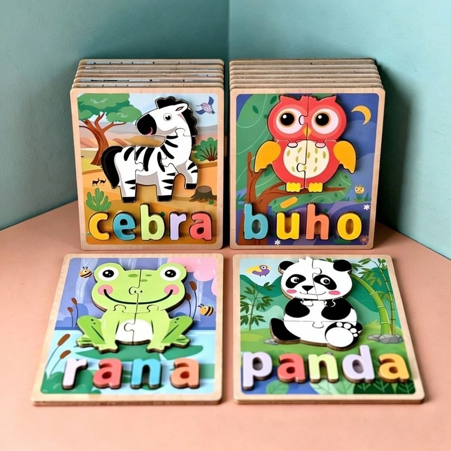 Pack 4 Rompecabezas 3d Animales Educativo image number 0.0