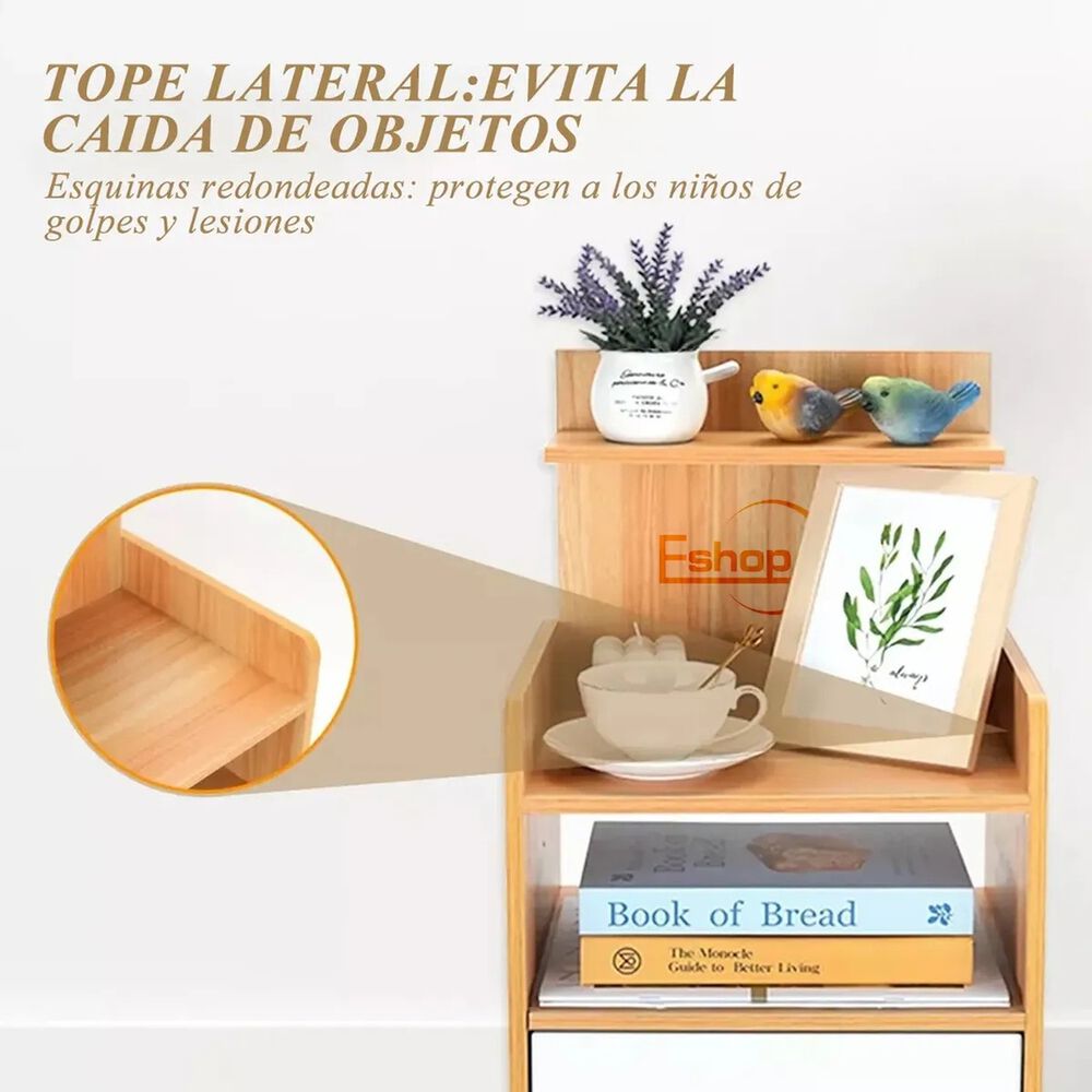 Velador Mesa Noche 3 Niveles Cajón Almacenamiento Estilo image number 4.0