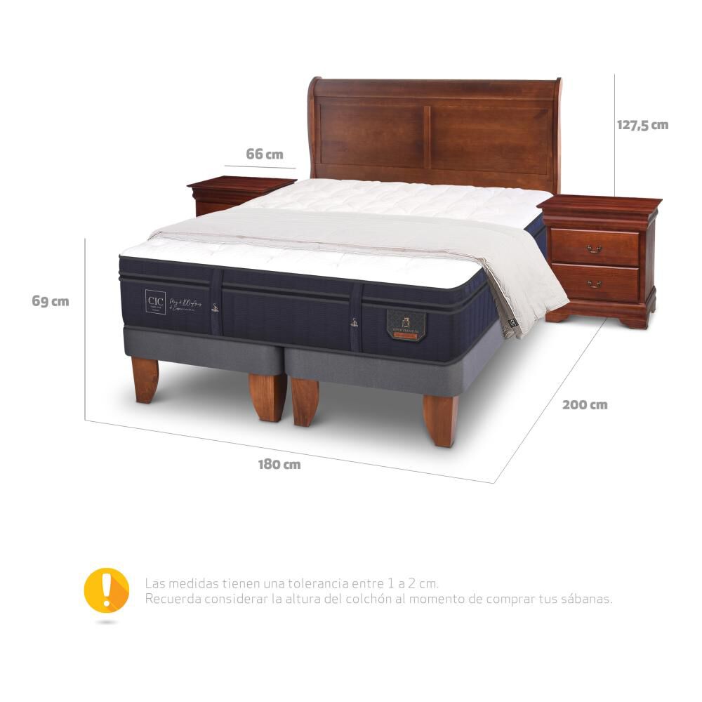 Cama Europea Cic Super Premium / King / Base Dividida + Set De Maderas + Plum&oacute;n image number 4.0
