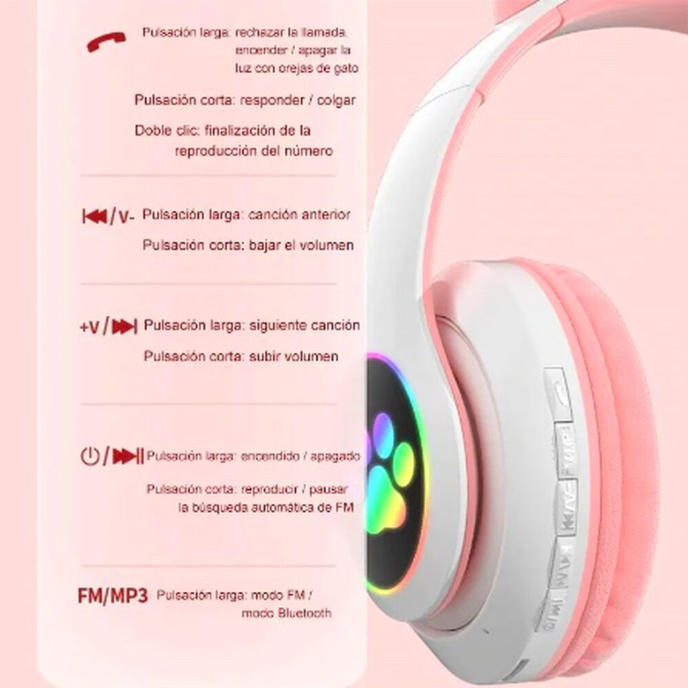 Audífonos Gamer Blancos Con Luz Led image number 3.0