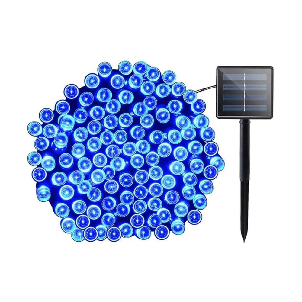 Luces De Exteriores 100 Led Azules Con Panel Solar 10 Metros image number 0.0