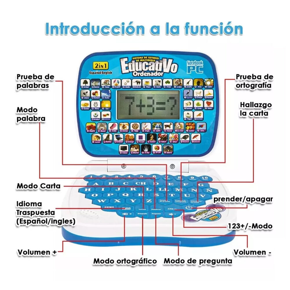 Mini Ordenador Didactico Educativo Juguete Notebook Infantil image number 1.0