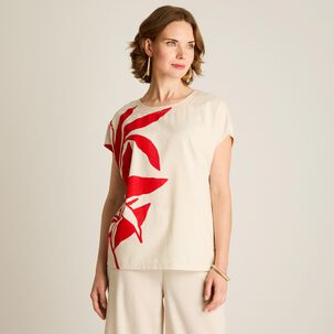 Polera Manga Kimono Manga Corta Cuello Redondo Mujer Lorenzo Di Pontti