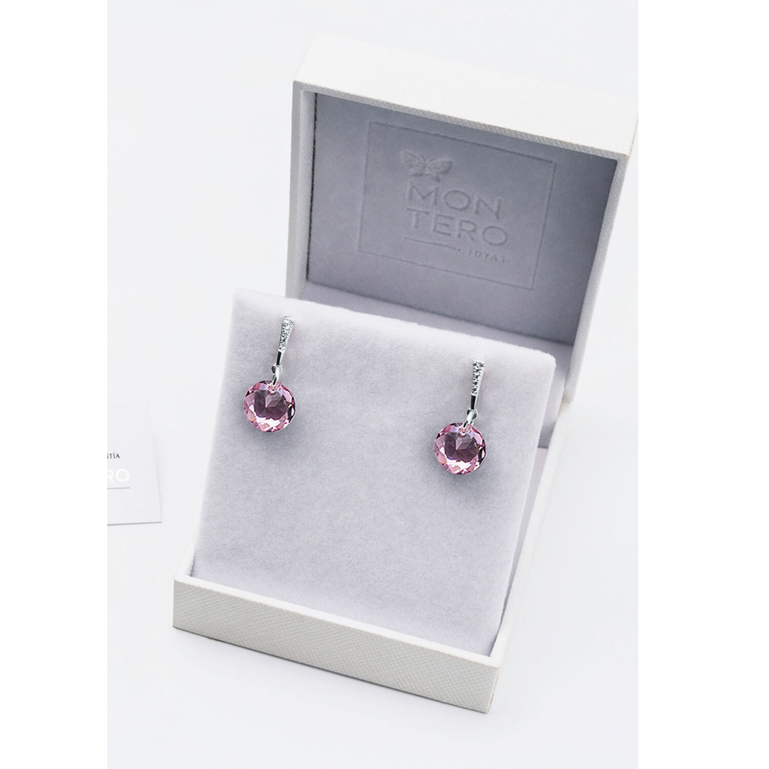 Aros Gracia Cristales Genuinos Light Rose image number 2.0