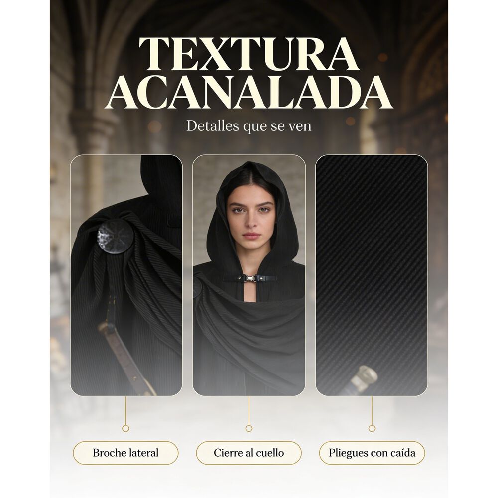 Disfraz Tunica Capa Con Capucha Medieval Con Broche Para Cosplay Halloween Y Teatro Unisex image number 28.0