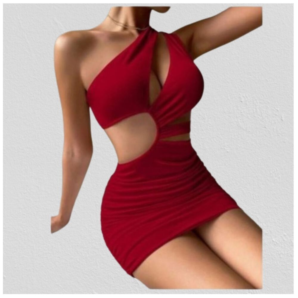 Vestido Hombro Cruzado Escote Lateral Horma Sirena Elegante image number 2.0