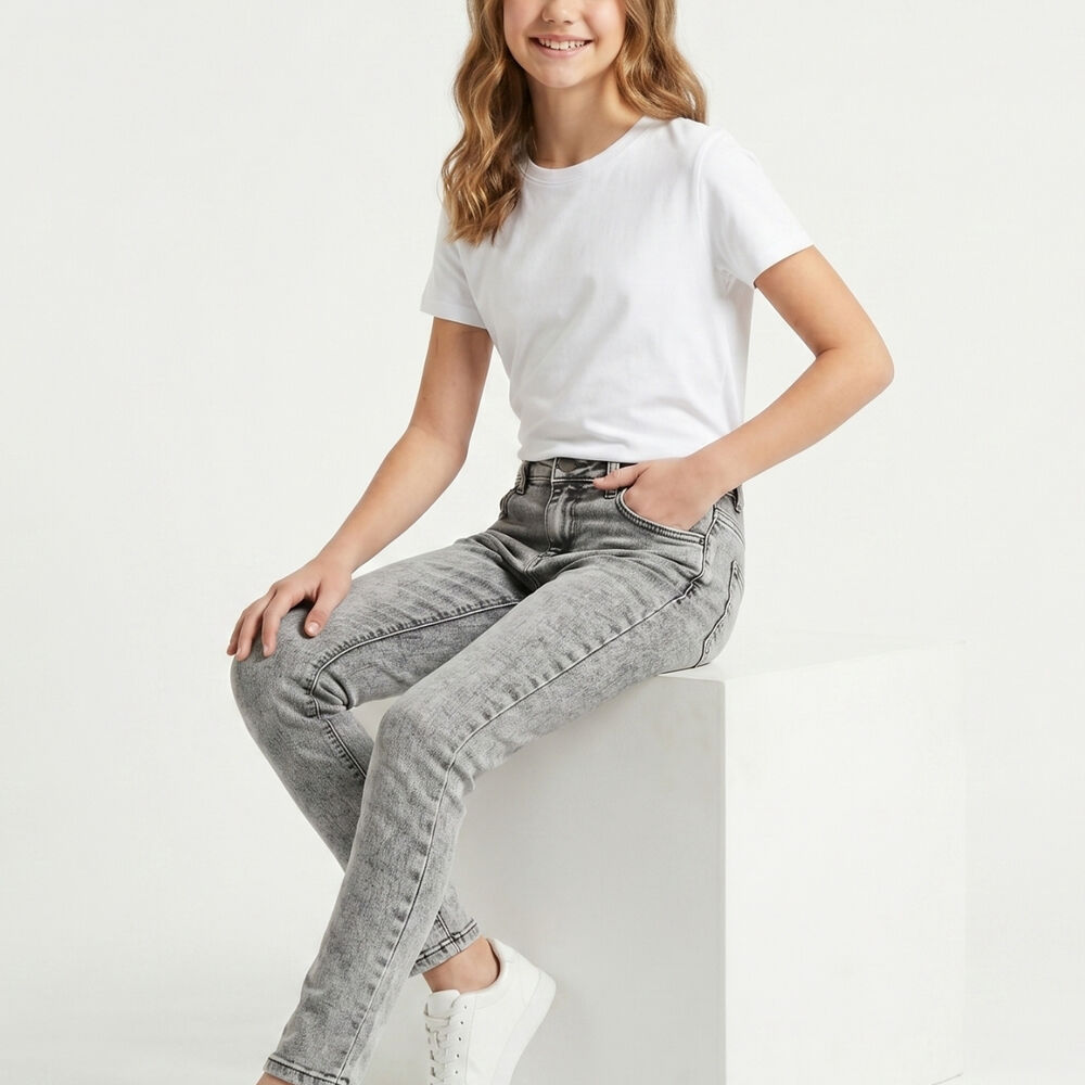 Jeans Gris Ni&ntilde;a Pantalon Denim Slim Fit Mezclilla image number 1.0