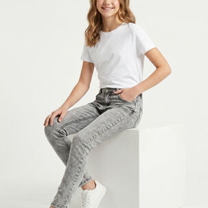 Jeans Gris Ni&ntilde;a Pantalon Denim Slim Fit Mezclilla