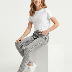 Jeans Gris Ni&ntilde;a Pantalon Denim Slim Fit Mezclilla
