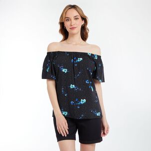Blusa Print Campesina Manga Corta Cuello Redondo Mujer Geeps