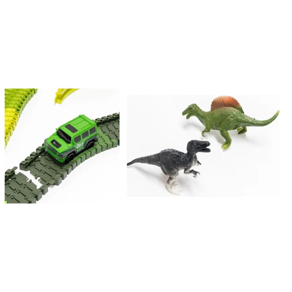 Juguete Pista De Auto Armable Con Dinosaurios Verde Infantil image number 2.0