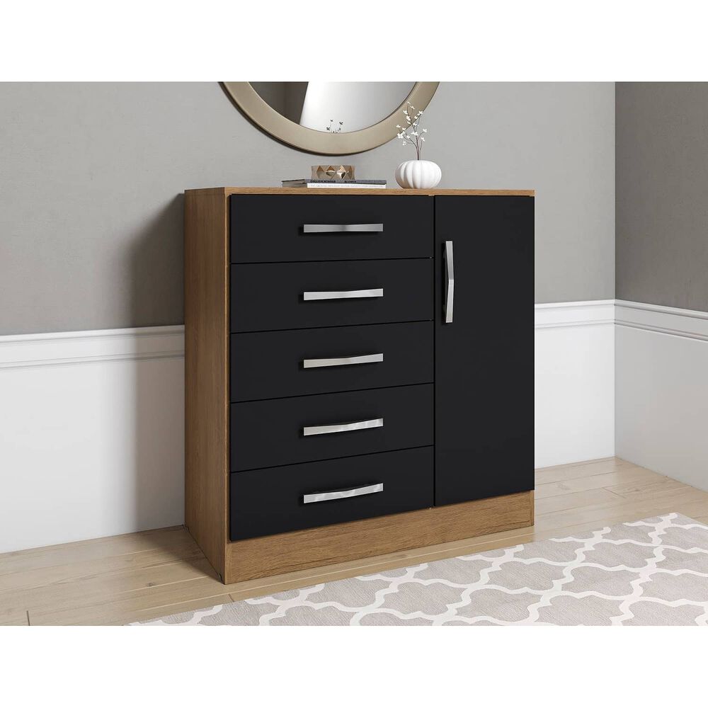 C&oacute;moda Yardas Beatriz Negro / Angel&iacute;n 5 Cajones 1 Puerta image number 2.0