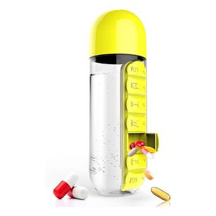 Botella De Agua Pastillero Organizador Pastilleros Semanales Amarillo