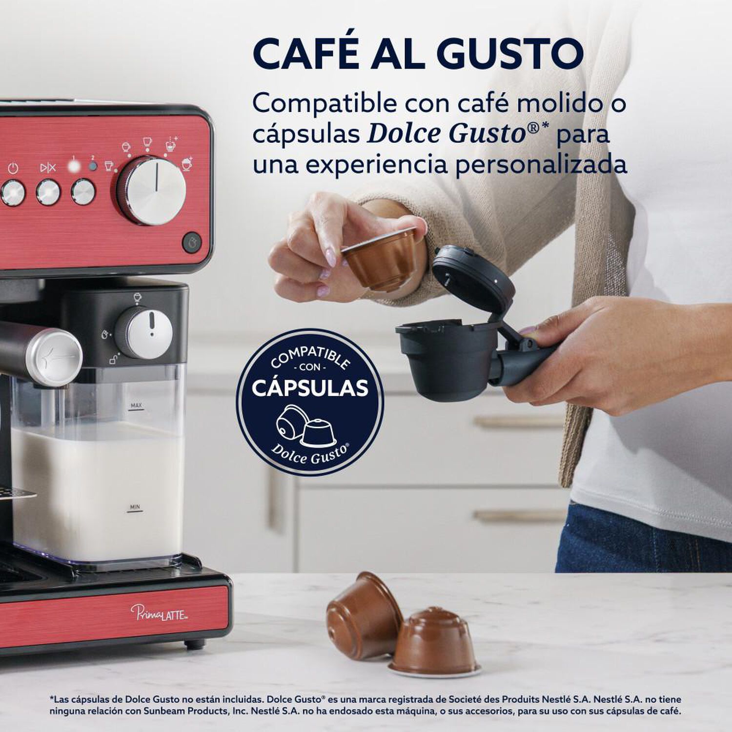 Cafetera De Espresso Oster Primalatte Roja / 2 Tazas image number 3.0