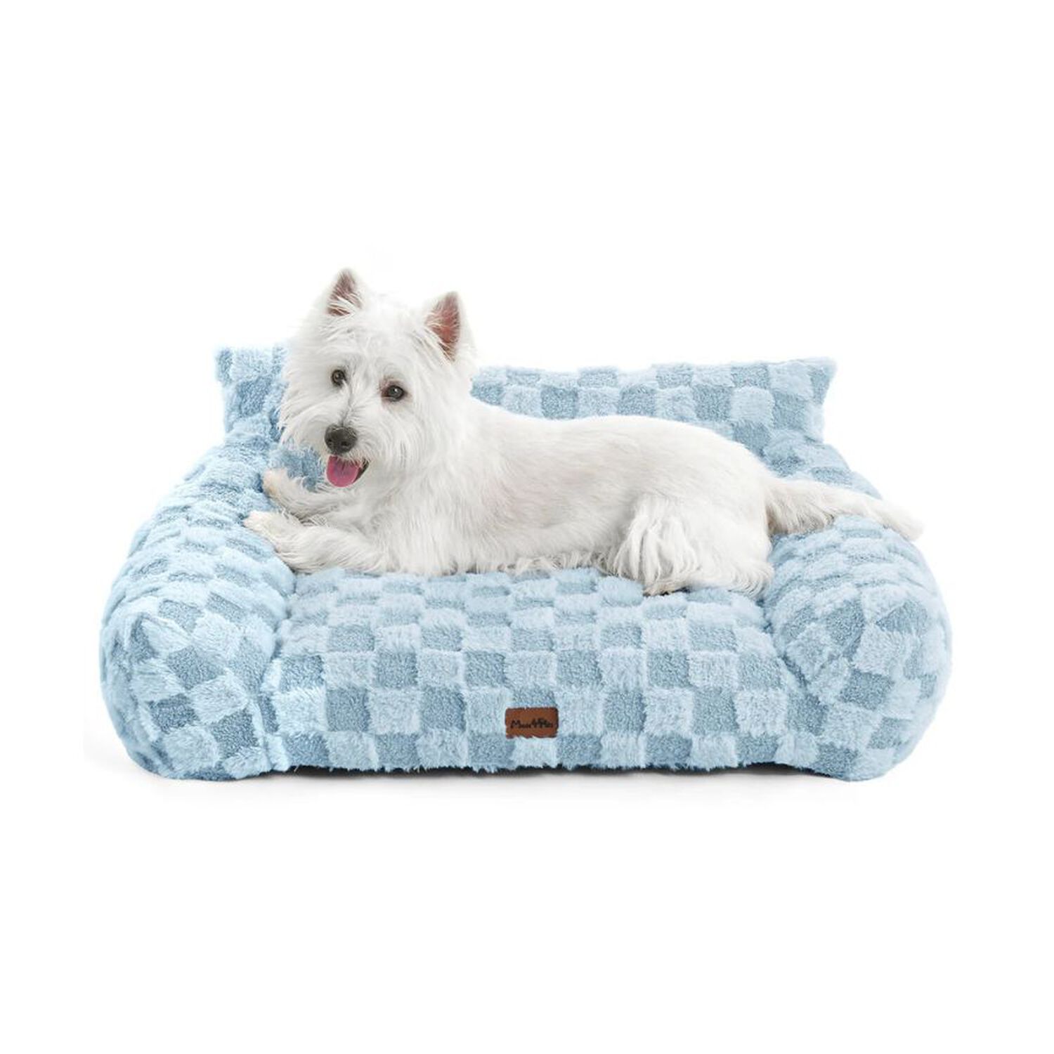 Cama Sof&aacute; Para Perros Y Gatos Dise&ntilde;o Cuadros Azul Lavable Talla M image number 7.0