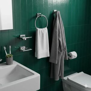 Kit 5 Accesorios Ba&ntilde;o Jabonera Toallero Percha Base Confort Color Cromo