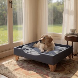 Cama De Mascotas - Talla Xl Extra (110x80 Cm) / Patas De Madera 11 Cm (negro)