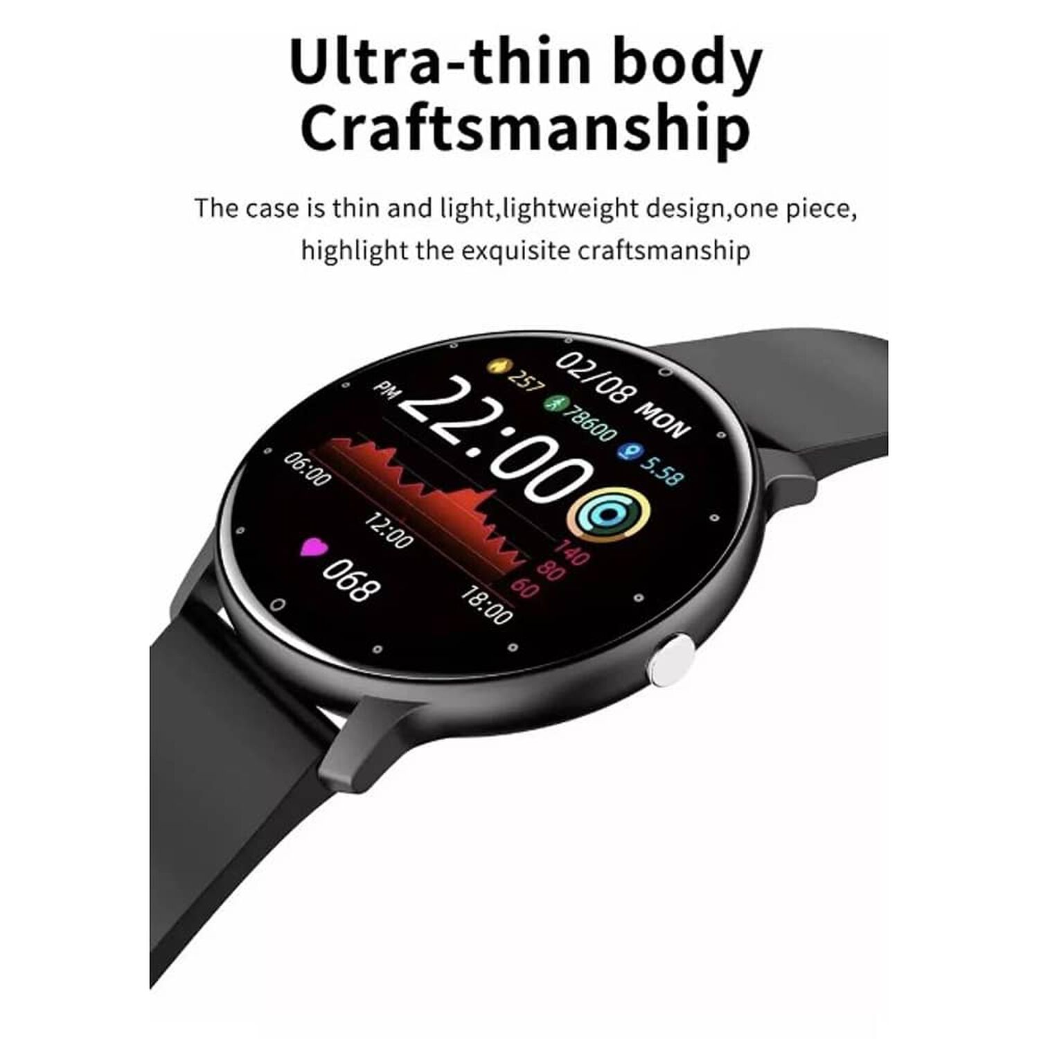Smartwatch Gen&eacute;rica Zl02 Caja Rosa, Malla Rosa De Silicona image number 2.0