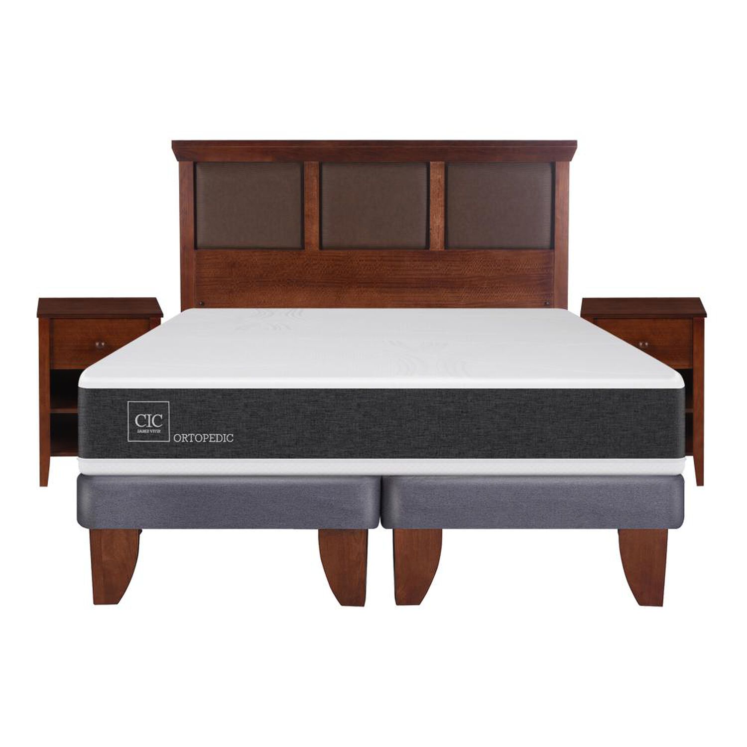 Cama Europea Cic Ortopedic / 2 Plazas / Base Dividida  + Set De Maderas image number 0.0