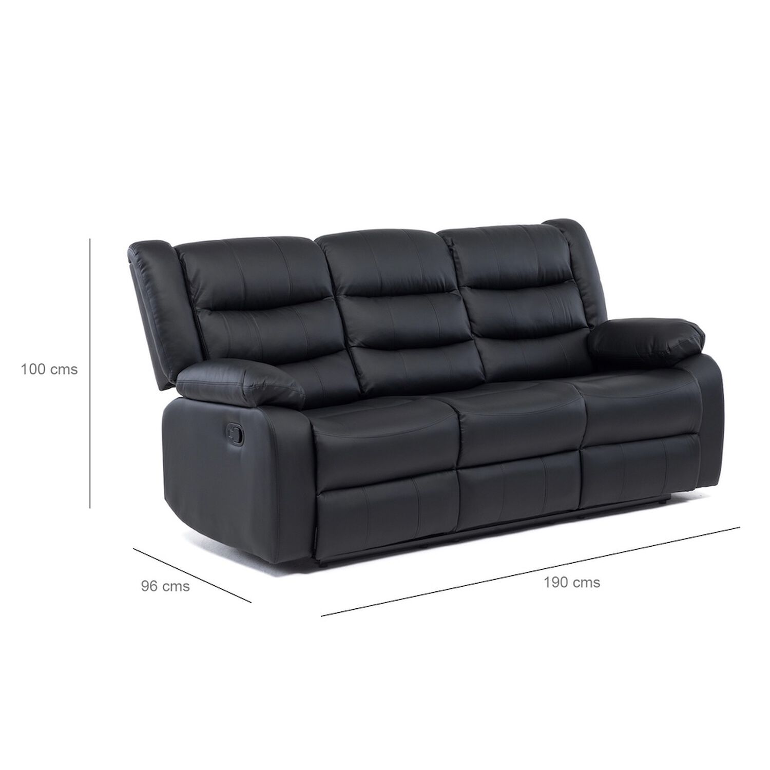 Sof&aacute; 3 Cuerpos Reclinable Moderno Roma Km060s image number 2.0