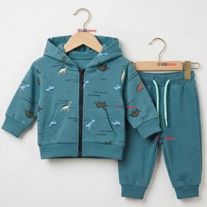 Buzo Poler&oacute;n Con Capucha 2 Piezas Beb&eacute; Ni&ntilde;o Green Dinosaur