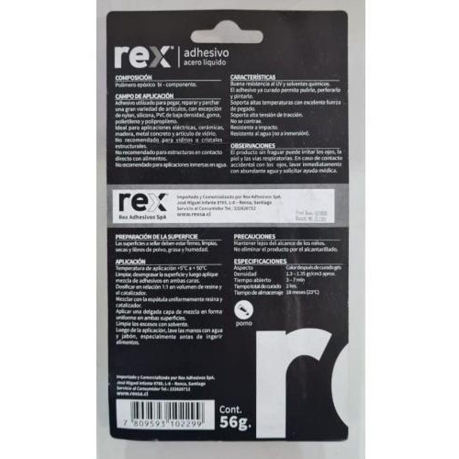 Acero L&iacute;quido Rex Gris 56g Adhesivo Alta Resistencia image number 1.0