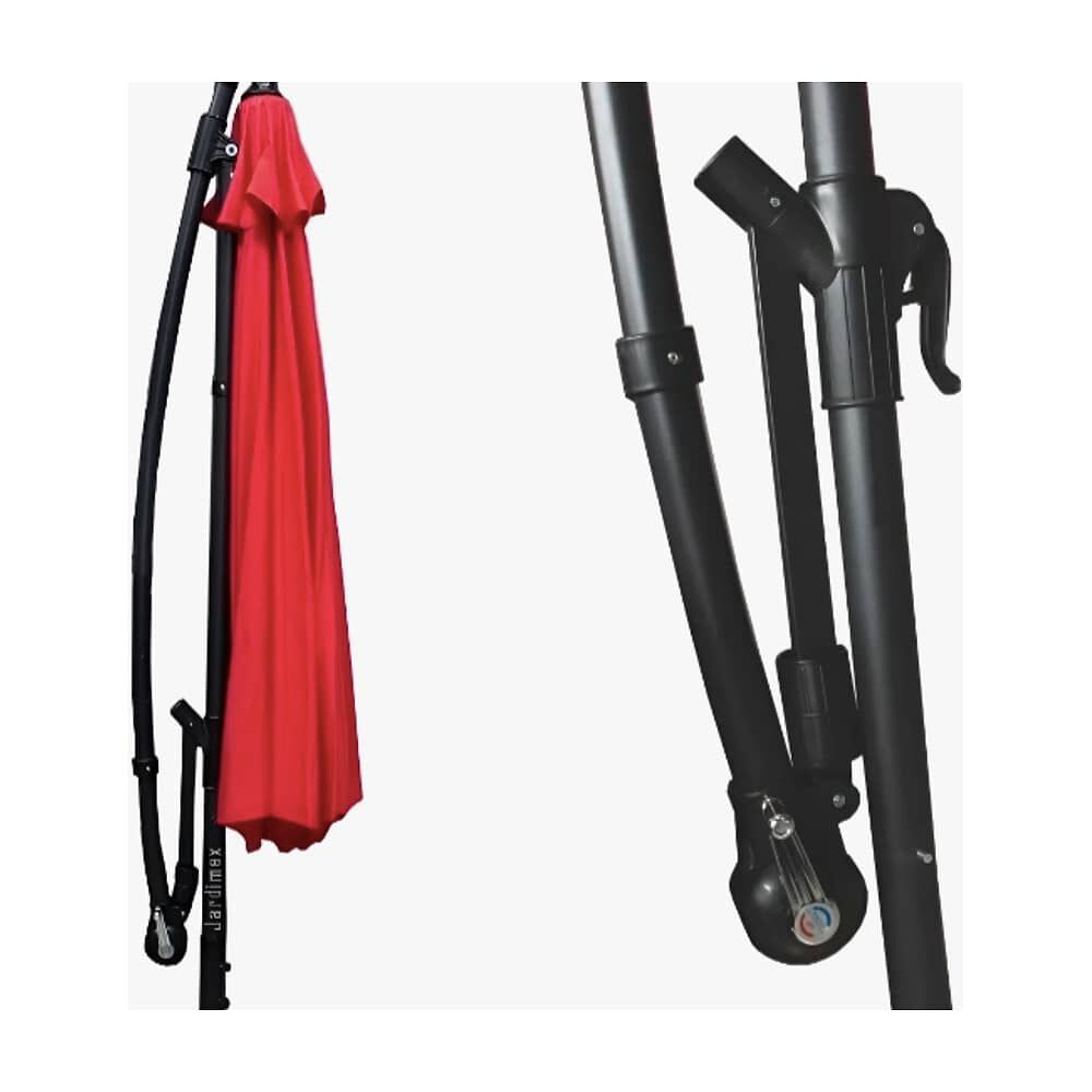 Quitasol Lateral 3m Extendible Altura Ajustable Rojo image number 3.0