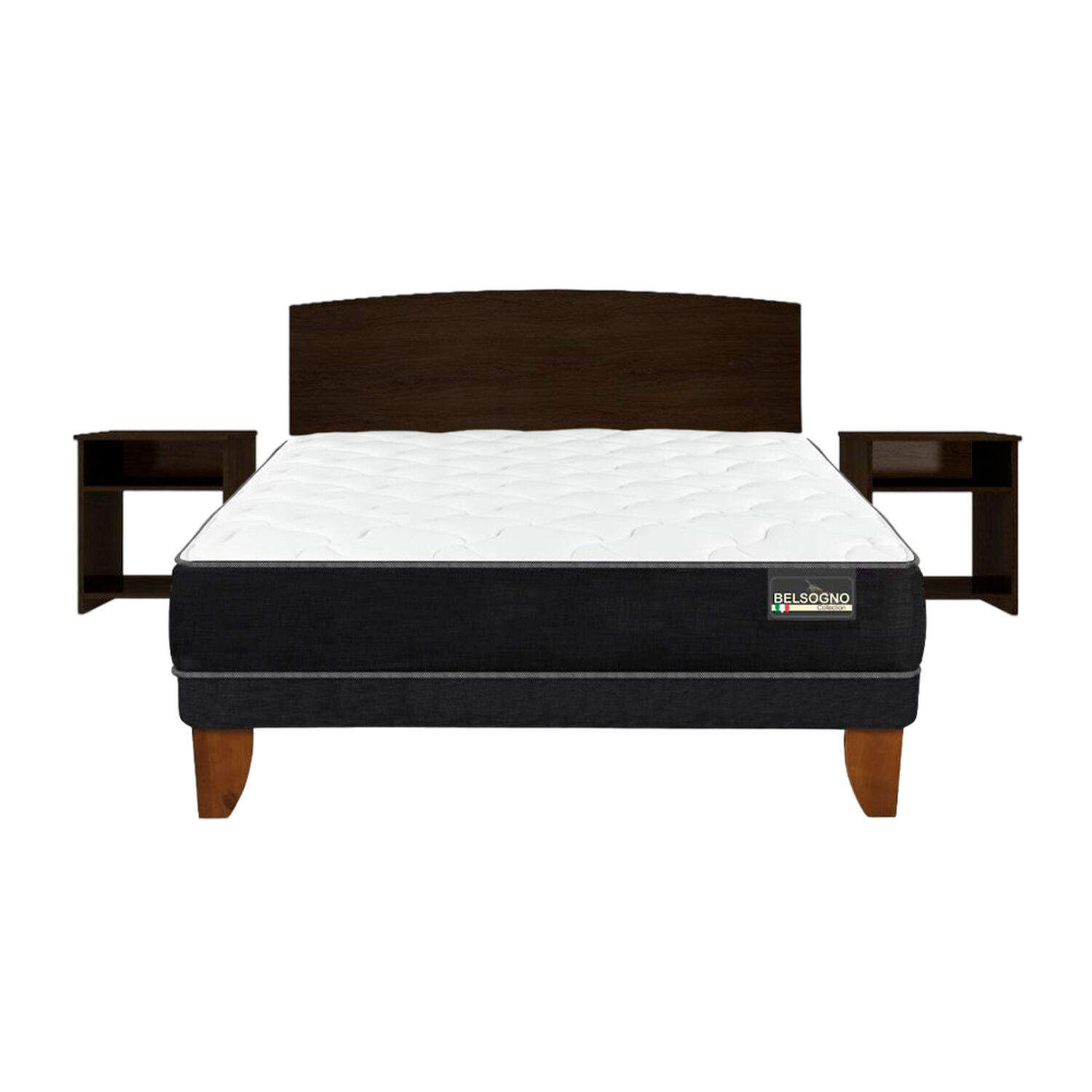 Cama Europea Belsogno Plus / 2 Plazas / Base Normal + Set de Maderas Dakar image number 0.0