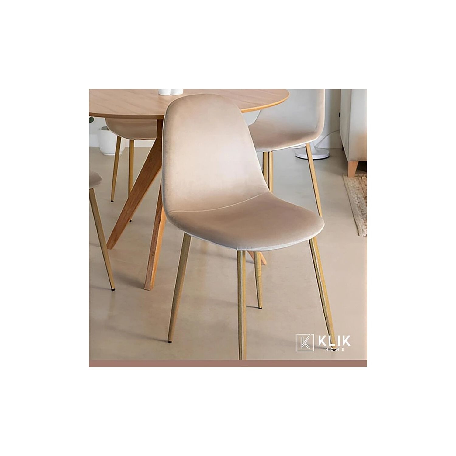 Comedor Redondo De Vidrio Cross 120cm + 5 Silla Spoon Velvet - Beige image number 7.0