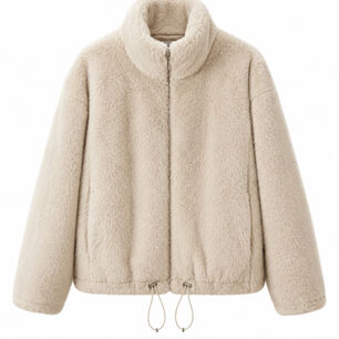 Chaqueta Chiporro Ni&ntilde;a Overzise Beige Super Suave Y Abrigo