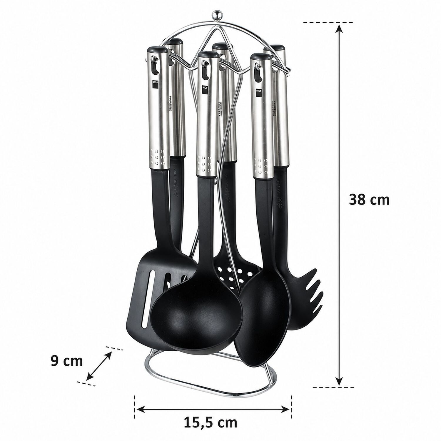 Set De Utensilios De Cocina 7 Piezas Modelo Maid Marca Magefesa Color Negro Y Cromado image number 7.0