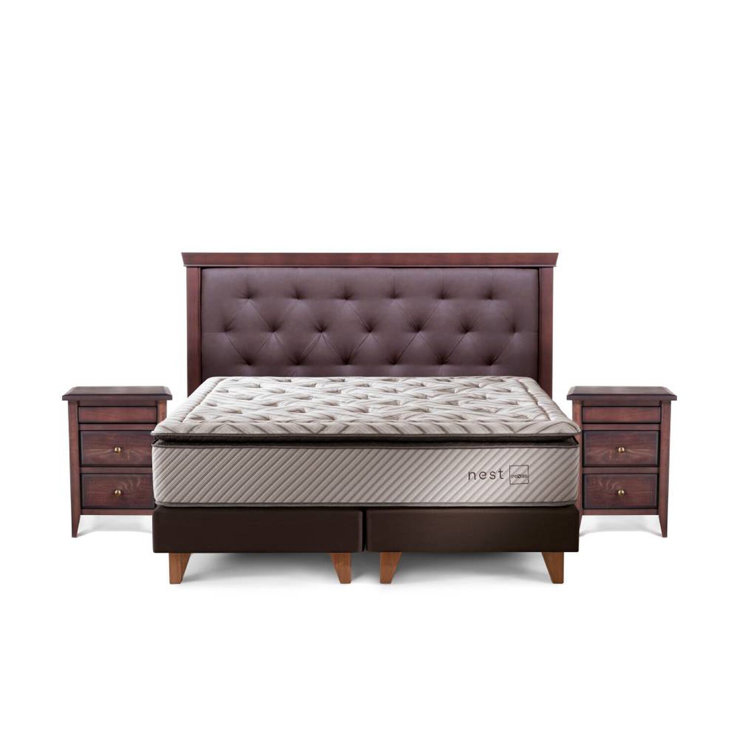 Cama Europea Rosen Nest / King / Base Dividida + Set De Maderas Brera image number 0.0