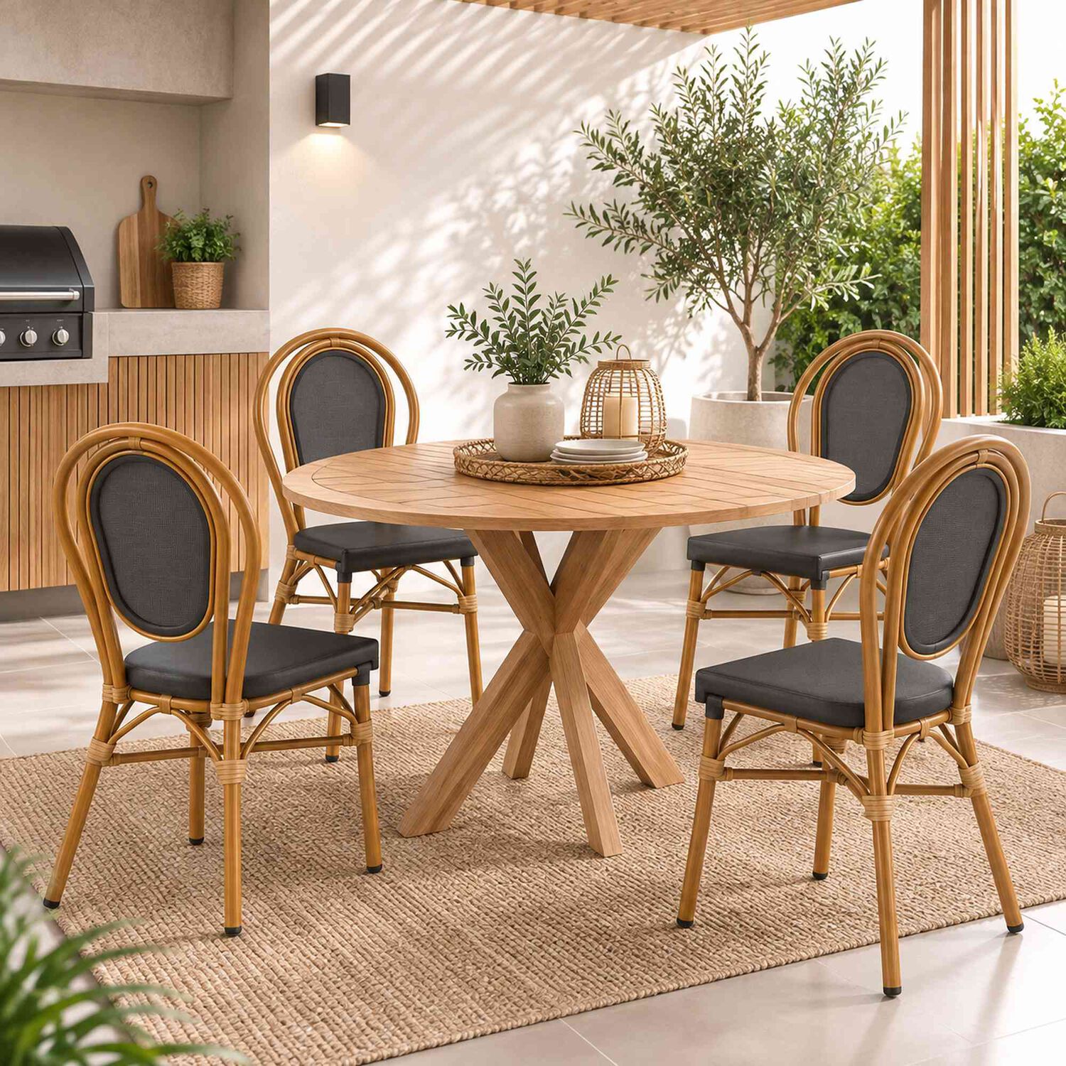 Pack De 4 Sillas Provence Parisina Rattan - Gris Oscuro image number 2.0