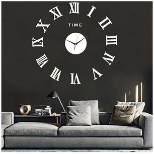 Reloj De Pared Con Pegatinas De Espejo Acr&iacute;lico Plata05