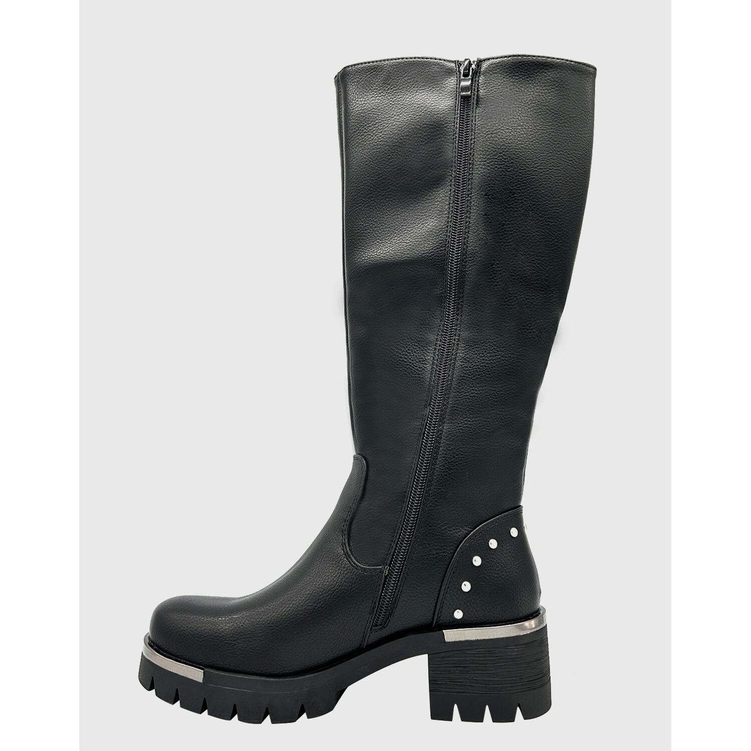 Bota Para Mujer, Negra Bajo La Rodilla Con Tachas Danicolle image number 4.0