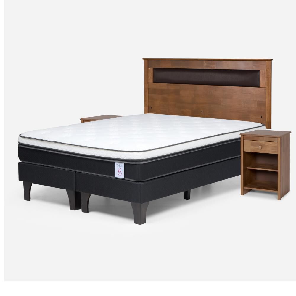 Cama Europea Rosen New Style 6 / 2 Plazas / Base Dividida + Set De Maderas image number 1.0