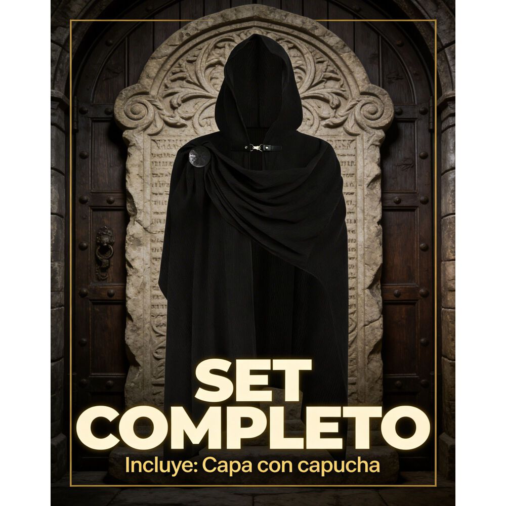 Disfraz Tunica Capa Con Capucha Medieval Con Broche Para Cosplay Halloween Y Teatro Unisex image number 33.0