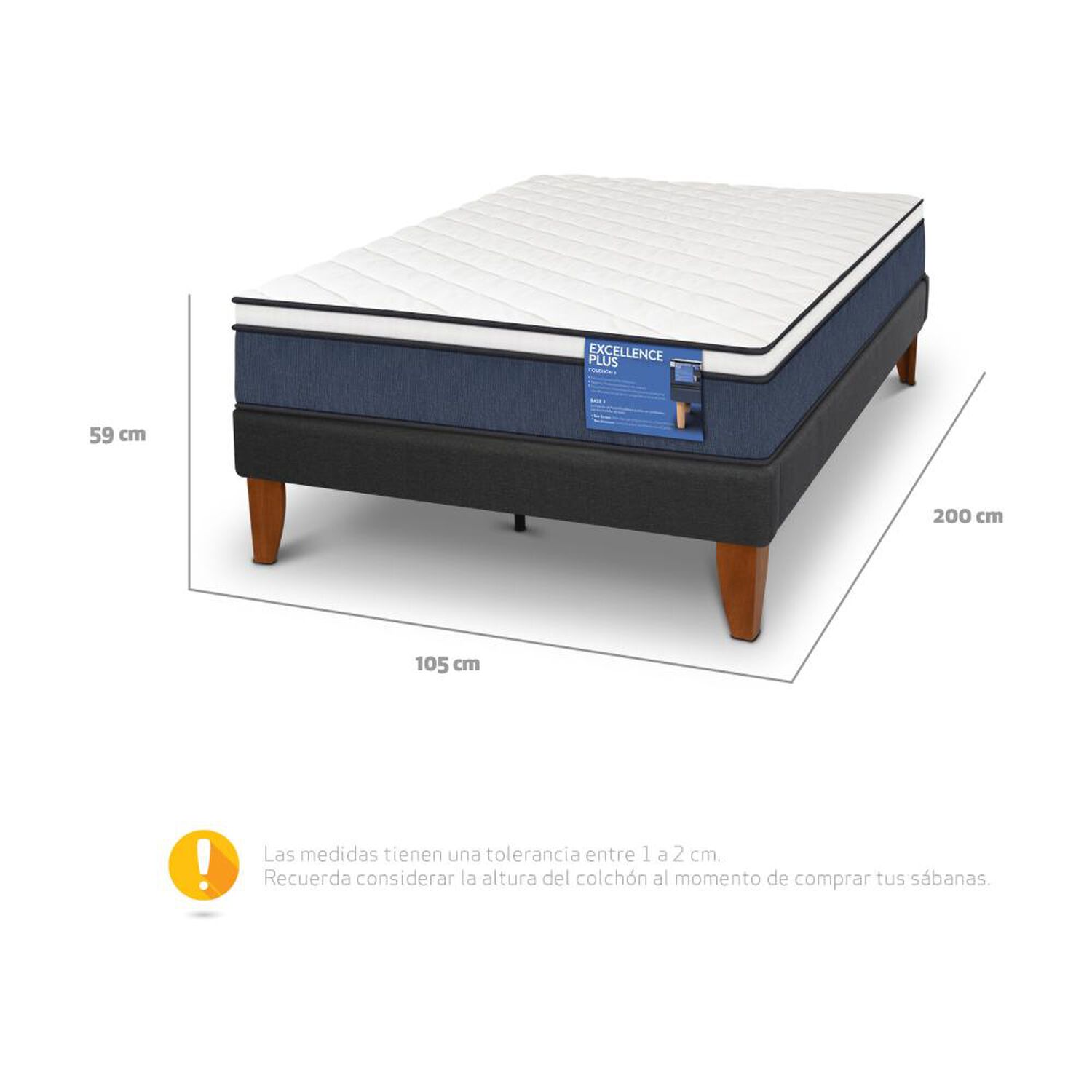 Cama Europea Cic Excellence Plus / 1.5 Plazas / Base Normal image number 5.0