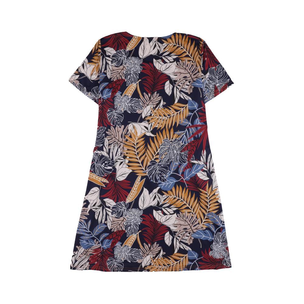 Vestido Full Print Amarra En Cintura Manga Corta Cuello Redondo Mujer Lesage image number 1.0