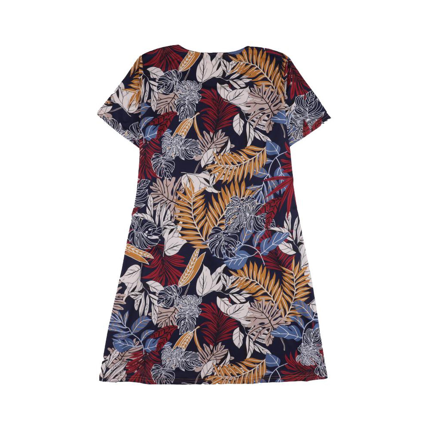 Vestido Full Print Amarra En Cintura Manga Corta Cuello Redondo Mujer Lesage image number 1.0