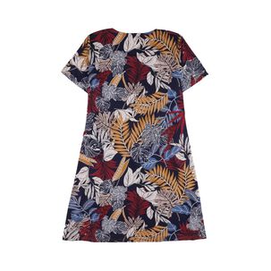 Vestido Full Print Amarra En Cintura Manga Corta Cuello Redondo Mujer Lesage