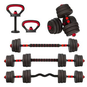 Set Mancuernas 20 Kg 5 En 1 Barra Z Extensor Rojo